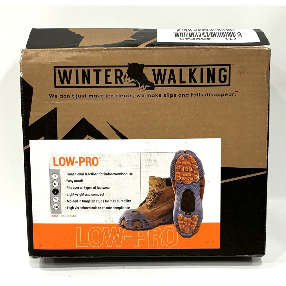 Winter Walking Low-Pro Ice Cleats Large Over-Shoe Traction Grips JD6610 New
